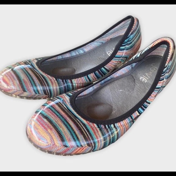 Ja Vie Comfy Jelly Knit Ballet Flats in Fiesta Stripe Print size 40 - Picture 4 of 7